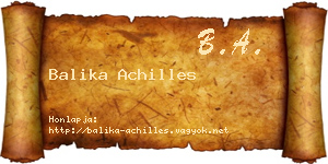 Balika Achilles névjegykártya